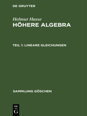 cover image of Lineare Gleichungen